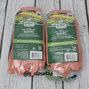 2 New 3-Pack of Expert Gardener Jersey Dotted Palm Gloves